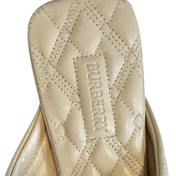 NEW Burberry Beige Quilted Embroidered Slip-On Glove Mule Shoes 37.5 - Picture 11 of 14